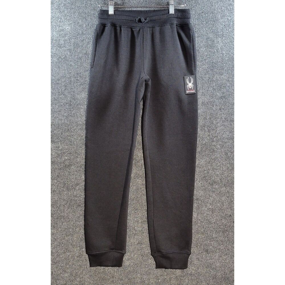 Spyder Boys Jogger Sweatpants M 10/12 Drawstring Waist Black Cuffed Ankles
